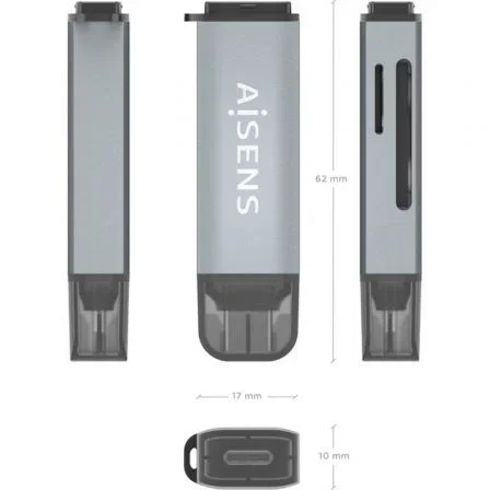 AISENS Multilector Externo ASCR-2C10-GR Gris USB-C